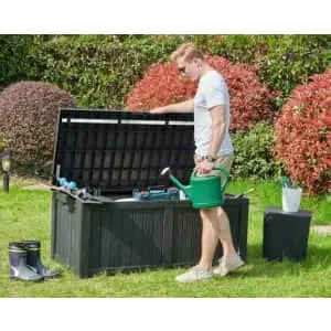 Yita Home 120-Gallon Outdoor Black Large Resin Deck Box