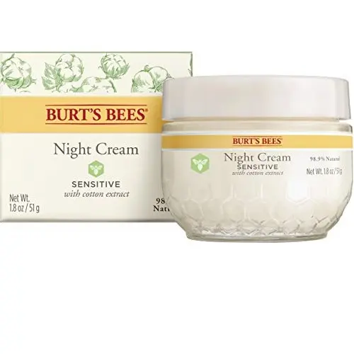 Burt's Bees Gentle Night Cream Moisturizer for Face & Sensitive Skin - Made with Aloe Vera & Rice Milk to Soothe Skin, Dermatologist Tested (1.8 oz), $10.99