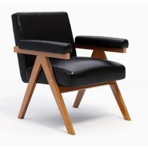Emilie 29" Accent Wooden Frame Leather Upholstery Armchair