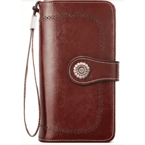 Bostanten Women's Lomy Leather Wallet with Wrist Strap