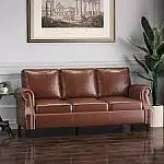 Noble House Amedou 80" Rolled Arm 3-Seater Removable Covers Sofa