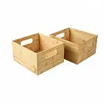 The Home Edit 2 Piece Small Bamboo Organizing and Storage Bins Brown