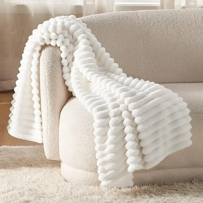 Bedsure 白色超柔软沙发毯，50"x60"