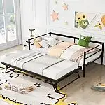 Harper & Bright Designs Black Metel Twin Size Daybed with Adjustable Pop Up Trundle