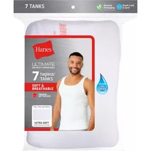Hanes Men's Ultimate ComfortSoft Moisture-Wicking Cotton Tanks 7-Pack